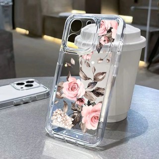 Estojo De Luxo Para Flores Cor-De-Rosa Xiaomi Redmi Nota 12 11 Pro Plus 13C 12C 10 12 4G 10C 12S 11S 10S 9S 10 9 Max Capa Transparente À Prova De Choque