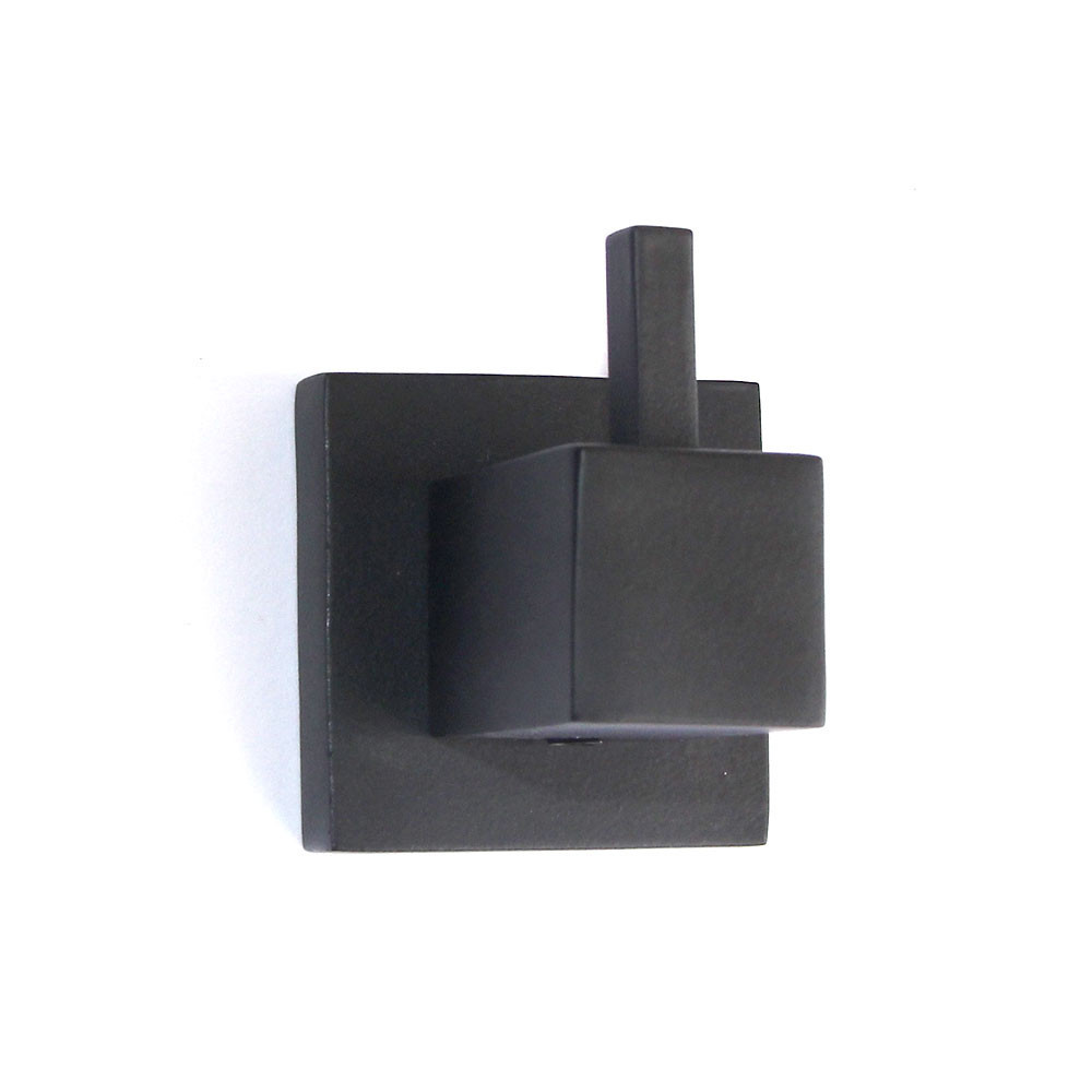 Cabide Gancho de Parede Quadrus Preto Fosco Alumínio Banheiro Lavabo Provador Suporte Pano de Prato