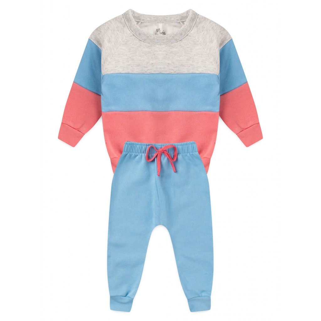 Conjunto Infantil Menina Moletom Peluciado Recortes Azul
