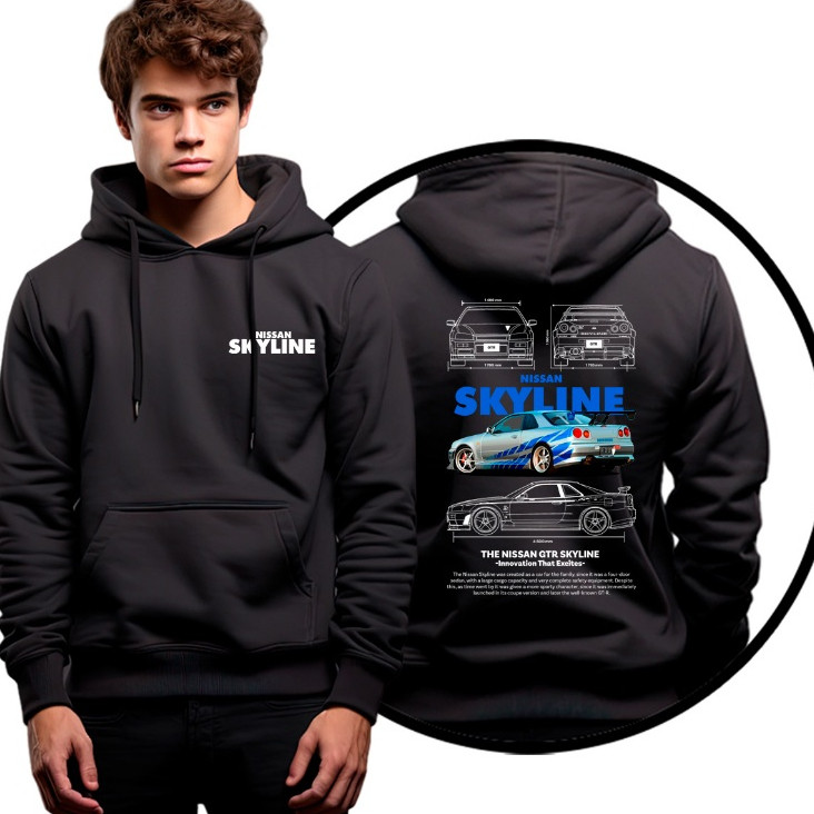 Moletom Casaco De Frio Carro Corrida Luxo Skyline Gtr R34 Blusa De Frio De Algodão Lançamento