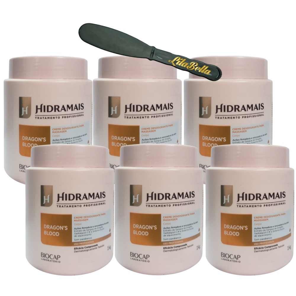 6 Creme Para Massagem Dragon’s Bloond 1KG Hidramais+Espátula