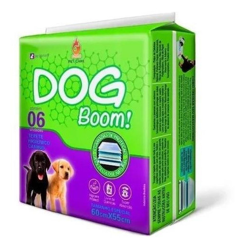Tapete Higiênico Canino Dog Boom 6 Unidades 60x55cm