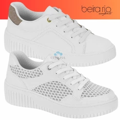 Tênis Feminino Beira Rio Platform Casual Glitter Dourado Conforto