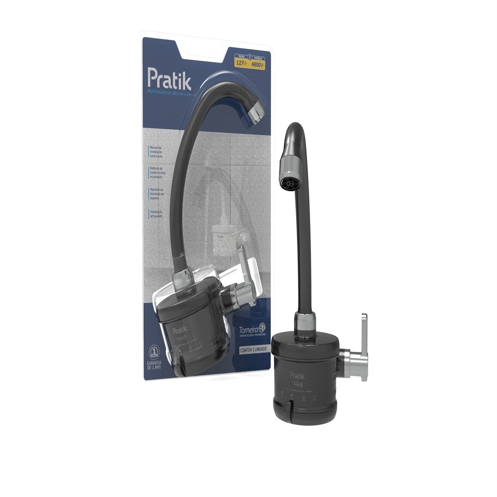 Torneira Elétrica Pratik 4 Temperaturas Preto/Cromado 4800w 127v em Oferta na Shopee
