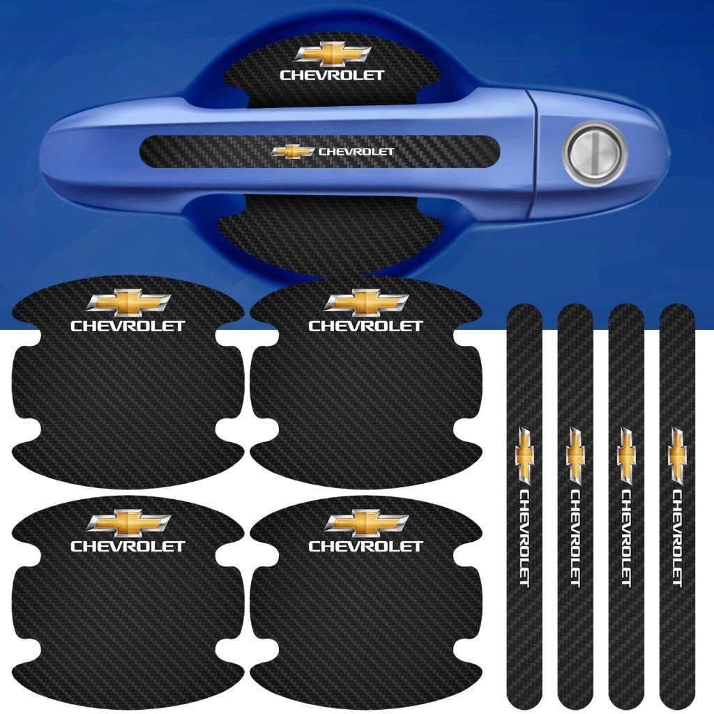 Kit 8 Peças Adesivo Protetor Maçaneta de Porta Chevrolet Fibra de Carbono Carro Anti Arranhões em Oferta na Shopee