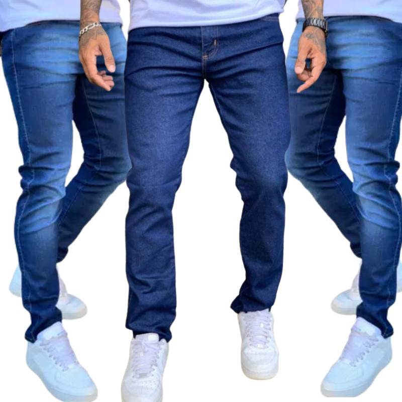 Kit 3 Calças Jeans Masculina Skinny Com Lycra Elastano Estica NF Original em Oferta na Shopee