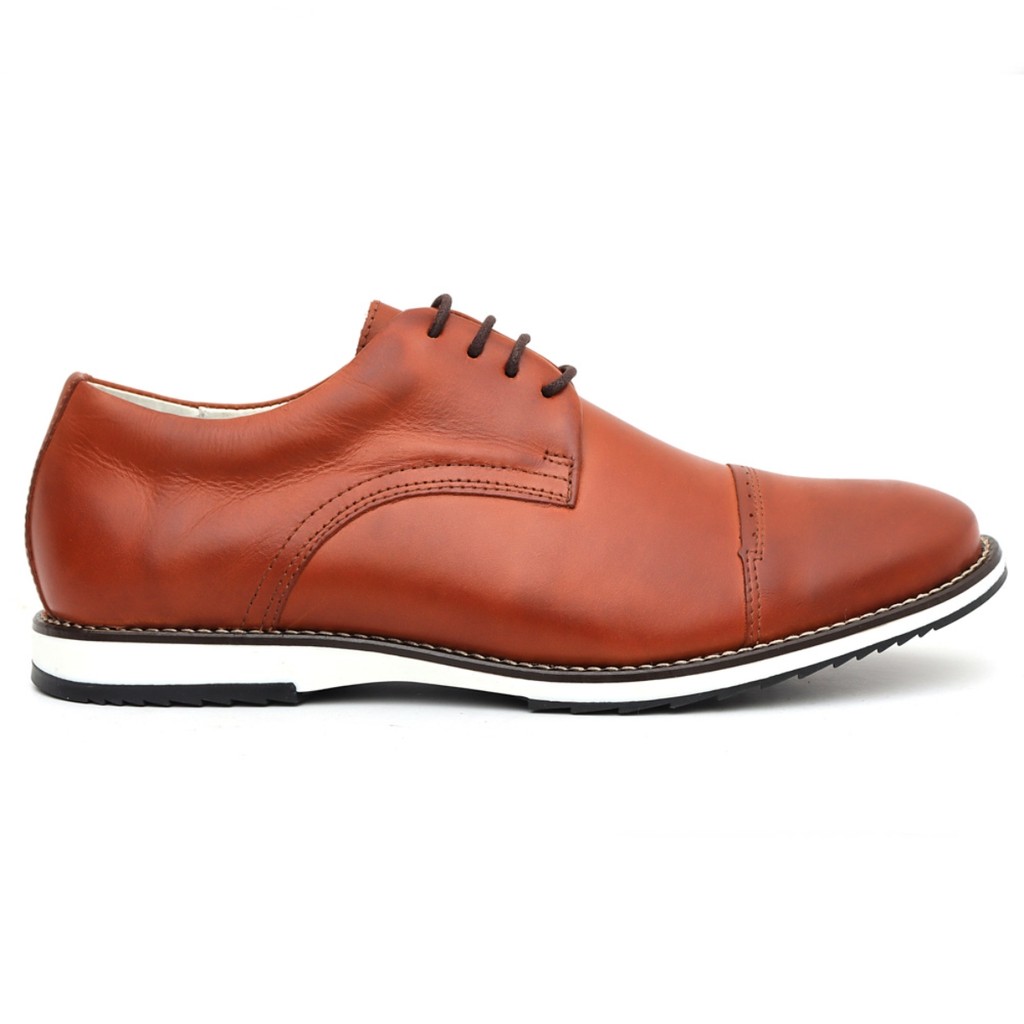 Sapato Oxford Casual Masculino Brogue Premium Couro Confort