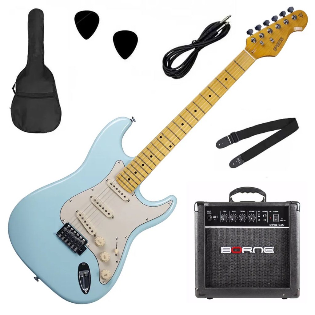 Kit Completo Guitarra Stratocaster PHX Strato Power + Amplificador e Acessórios