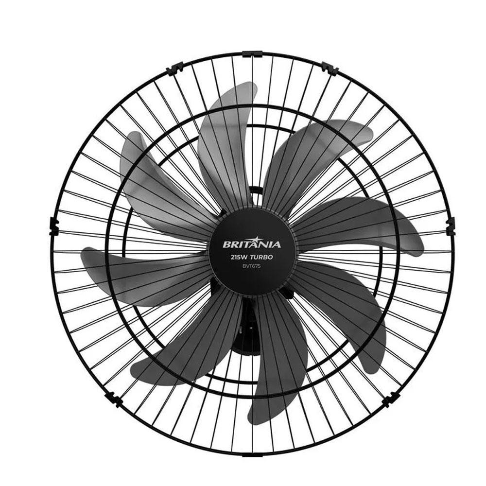 Ventilador De Parede Britânia 8 Pás Preto 50Cm 215W 127V em Oferta na Shopee