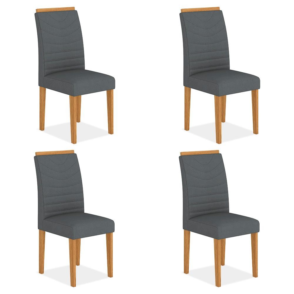 Kit 4 Cadeiras Estofadas Lima Cinamomo/cinza - Móveis Arapongas em Oferta na Shopee