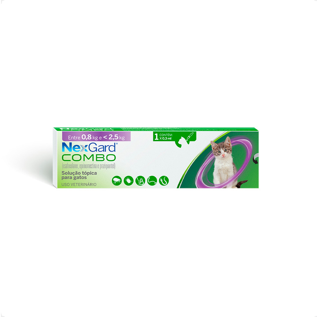 NexGard Gatos 0,8 Kg a 2,5 Kg - 1 Aplicador 0,3 ml em Oferta na Shopee