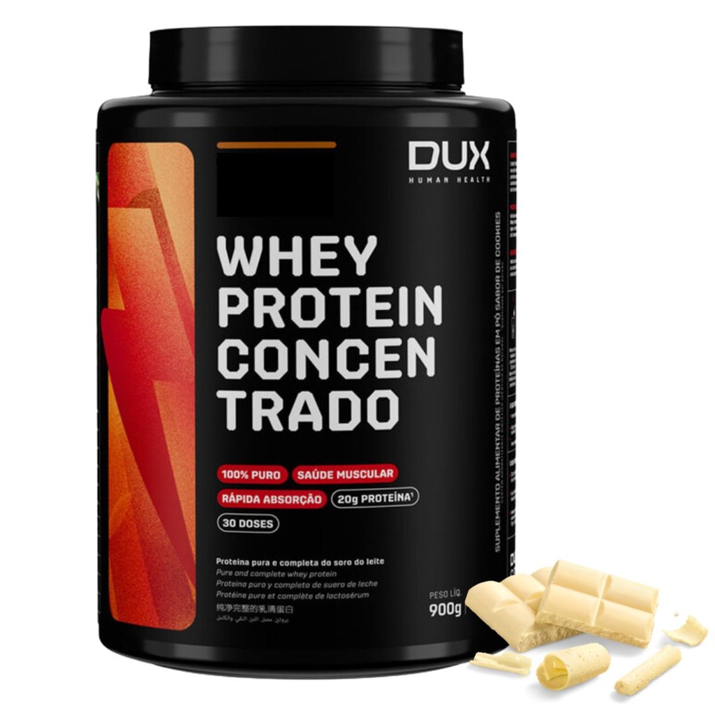 Whey Protein Dux Nutrition Concentrado Dux Nutrition 900g Vários Sabores Alta Qualidade