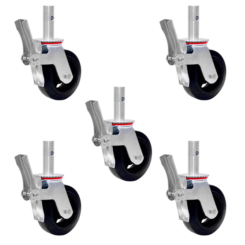 KIT COM 5 RODÍZIOS GIRATÓRIOS COM FREIO PARA ANDAIME - JST