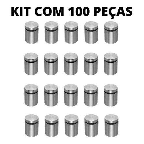 100 Prolongador Espaçador aço Inox Escovado P/vidro 25mm X 25mm