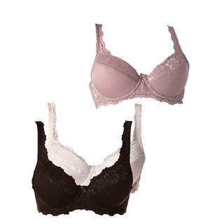 Kit com 3 Sutiãs com Aro e Bojo Iridien Demillus 65204 Taça B Cores Coloridas