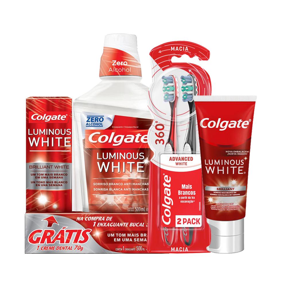 Kit Colgate Creme Dental 140g + Escova Dental Leve 2 Pg 1 + Enxaguante Bucal 500ml - Grátis 1 Creme Dental em Oferta na Shopee