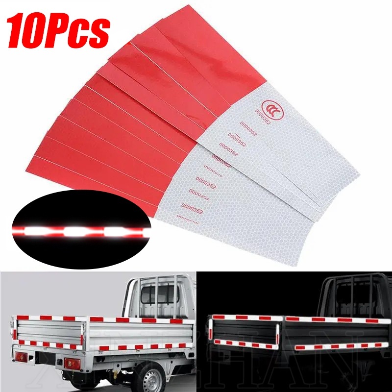 Fita De Segurança De Advertência Noturna De 30 * 5cm/10pcs Adesivos Refletivos Para Caminhões/Adesivo Refletor De Reboque Branco Vermelho/Condução À Prova D'água