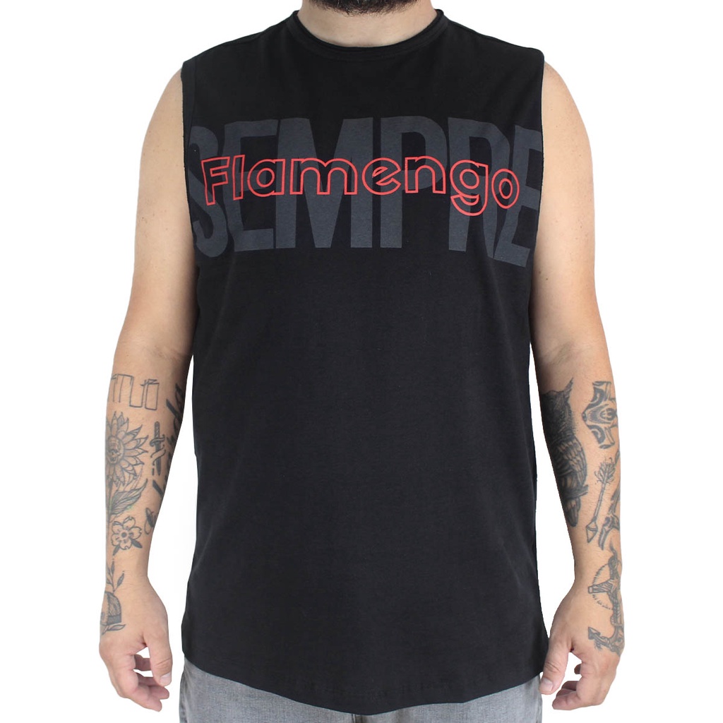 Camiseta Masculina Regata Folk Flamengo Confortável Original