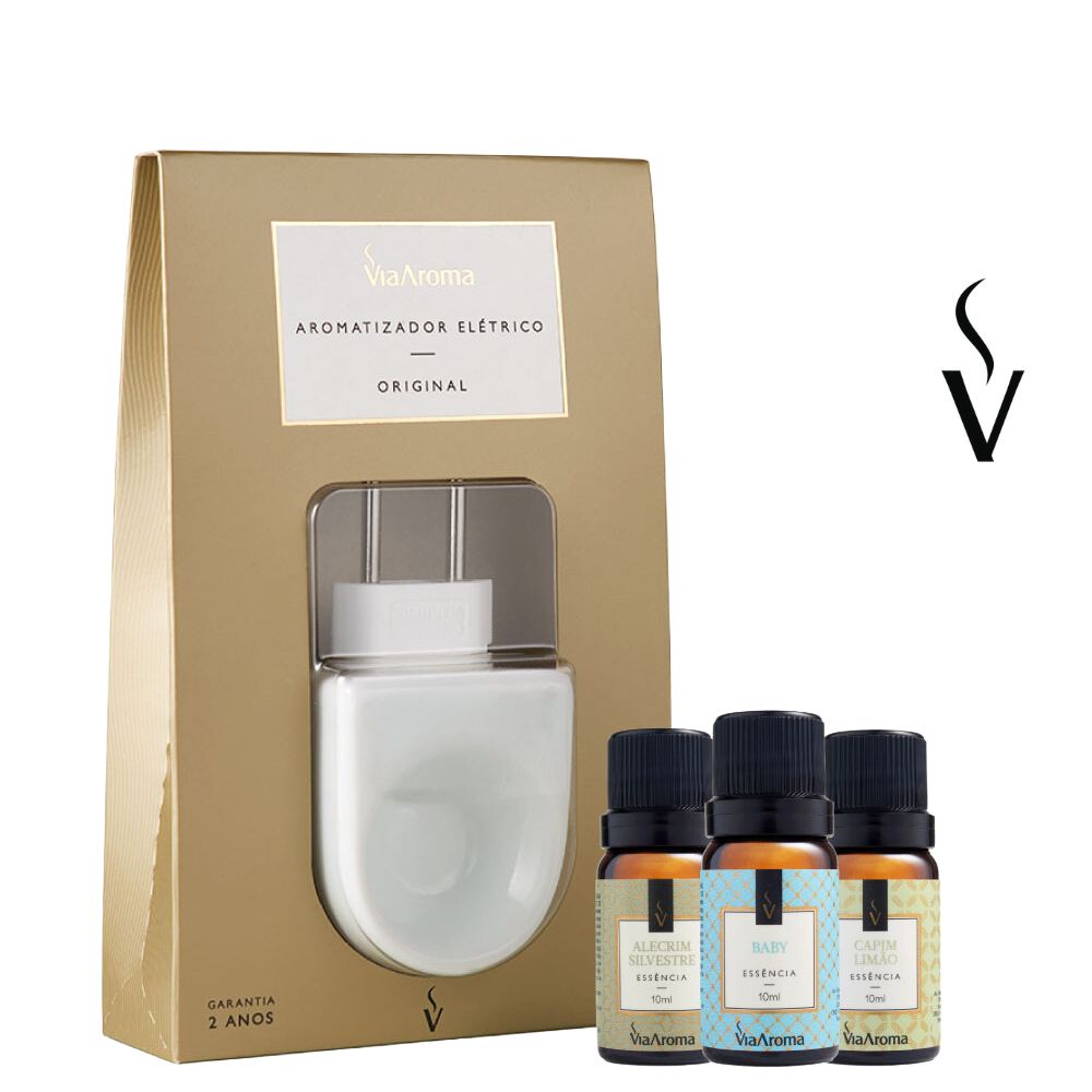 Difusor Aromatizador Elétrico Original + 3 Essências Via Aroma em Oferta na Shopee