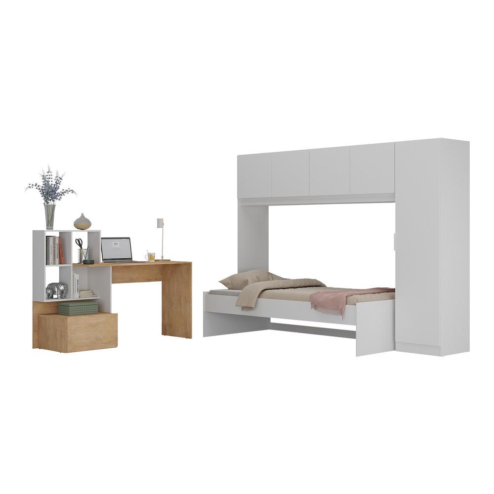 Conjunto Quarto Cama de Solteiro com Guarda-Roupas e Escrivaninha Multimóveis MP4123 - Home & Living