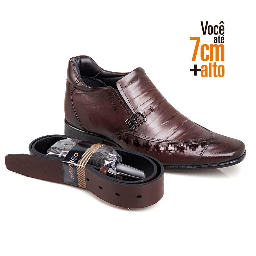 Kit 4 em 1 Sapato social Rafarillo Las Vegas Alth + Cinto de couro legitimo + meia + calçadeira
