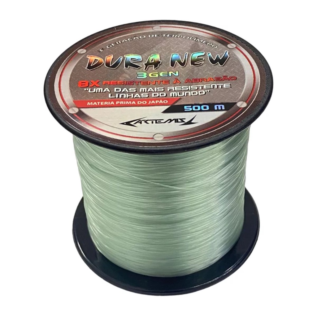 Linha Para Pescaria Artemis Dura New Antiga Duranium 0,40mm 40lb -19,48kg Crretel C/ 500 Metros Verde