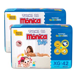 Kit de Fraldas Turma da Mônica Baby Mega Tamanho XG 84 Unidades
