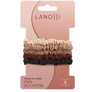 Kit 5 Unidades De Elásticos De Cabelo Pulseira Mini Scrunchie Capuccino Lanossi LS2531 1x10x12