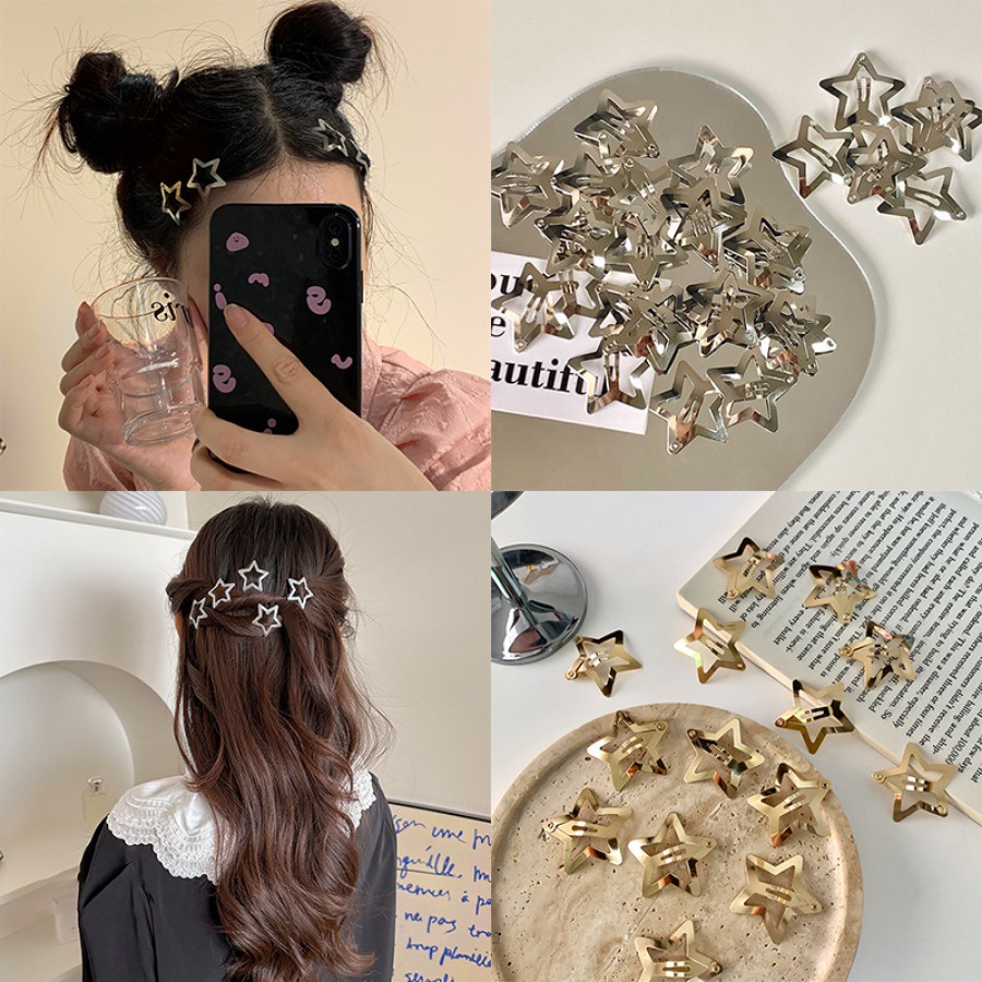 10/20/30 Pçs/Set Metal Estrela Hairpin Bonito Doce Meninas Grampo De Cabelo Sem Costura Franja Clipe Moda Acessórios