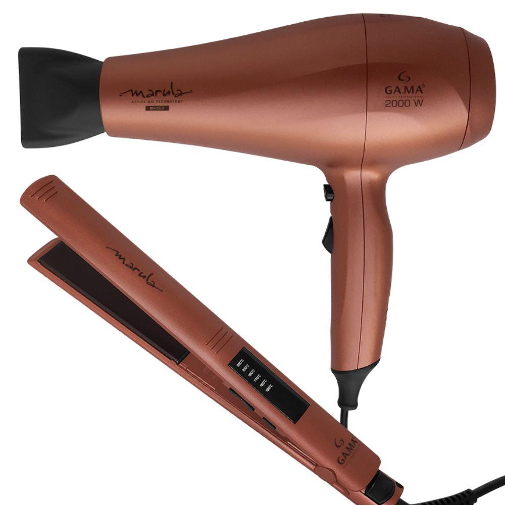 GAMA ITALY Kit Prancha Led e Secador de Cabelo Marula Bivolt