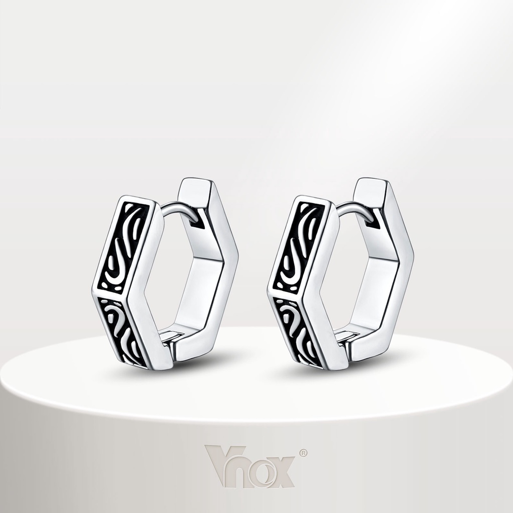 VNox Brincos De Anel Geométrico Masculino , Aço Inoxidável Antialérgico Gótico Frio Jóias De Presente