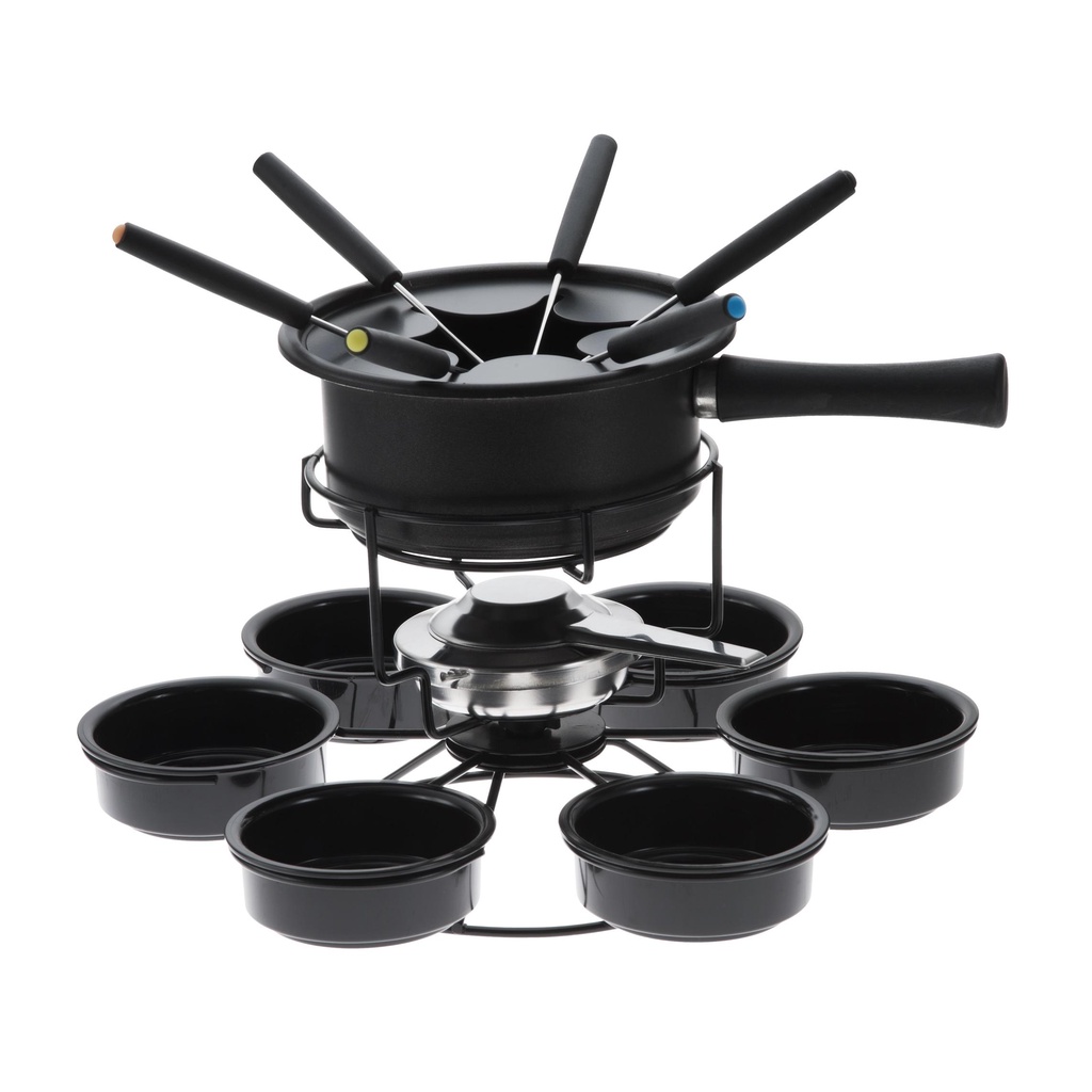 Aparelho De Fondue Antiaderente Base Giratória  16 P Fondue De Chocolate Queijo Doces Frutas Kit Conjunto  Al Forma Inox