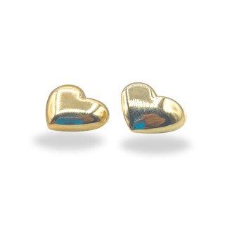 Brinco Coração Liso Feminino Banhado a Ouro 18K