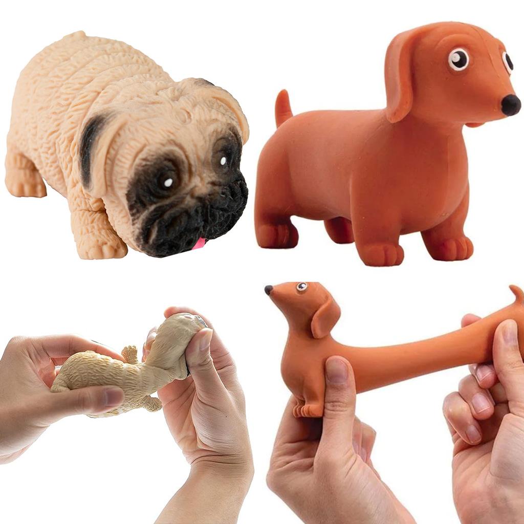 Cachorro Salsicha Pug Estica Esmaga 10Cm Fidget Toys Antiestresse Areia Sensorial Brinquedo De Apertar Divertido - Dm Toys