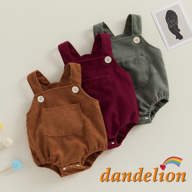 ZY-0-24 Meses Bebê Veludo Rompers Cor Sólida Bolso Sem Manga Faixas Roupas