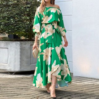 Novo Estilo Elegante Vestido de Manga de Lanterna Impressa com Estilo Elegante (8686)