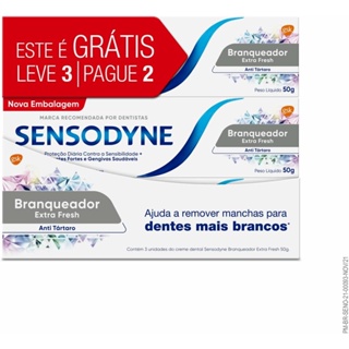 Kit 3 Pasta De Dente Sensodyne Original Branqueador 50g em Oferta na Shopee