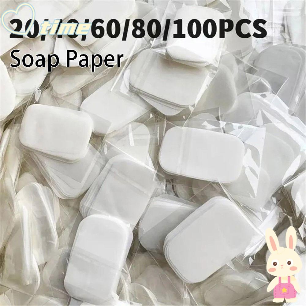 TIME1 20/50/60/80/100pcs Fatia De Lavagem De Mãos , Papel De Sabão Perfumado Limpo Para Banho , Comprimidos Portáteis em Oferta na Shopee