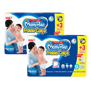 Kit 2 Fralda Calça MamyPoko Super Seca Tamanho G 22 + 3 Unidades Descartáveis cada