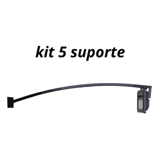 Kit 5 Suportes Para Refletor Int/ext. 60cm Curvo Preto