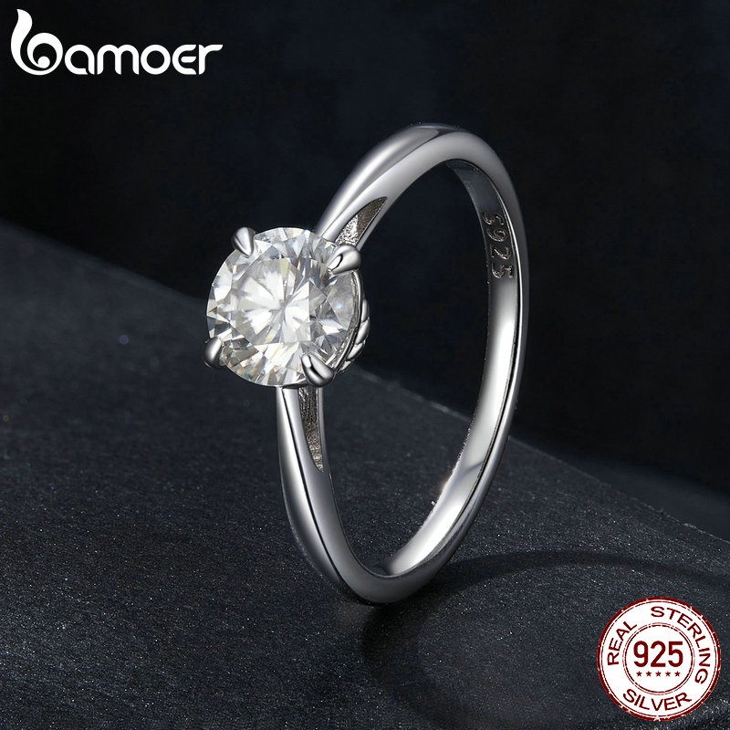 Bamoer 925 Sterling Sliver Ring Brilhante 1CT Moissanite Fashion Jewelry Presentes Para Mulheres - Fashion Accessories