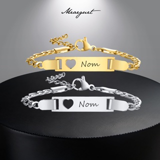 Pulseira De Nome Personalizado Meaeguet Coração Inoxidável Para De Bebê Gravável em Oferta na Shopee