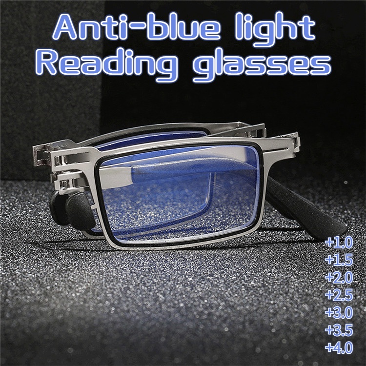 O Mais Popular + 1.0 A + 4.0 Masculino Feminino Novo Dobrável Portátil Completo Armação De Metal HD Anti-Luz Azul Óculos De Leitura Antifadiga , Controle Remoto