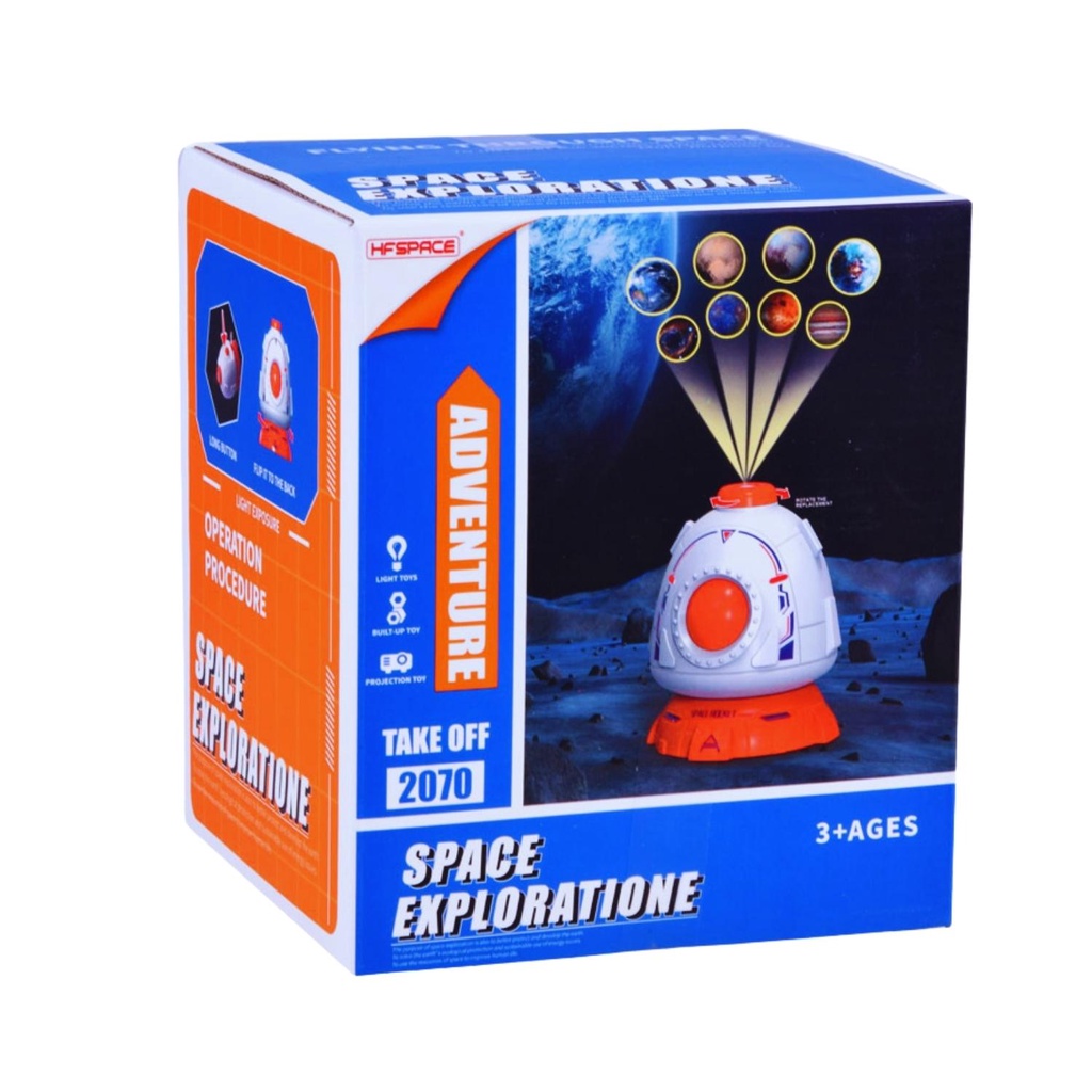 Nave Espacial Projetor De Planetas Foguete com 3 bonecos 