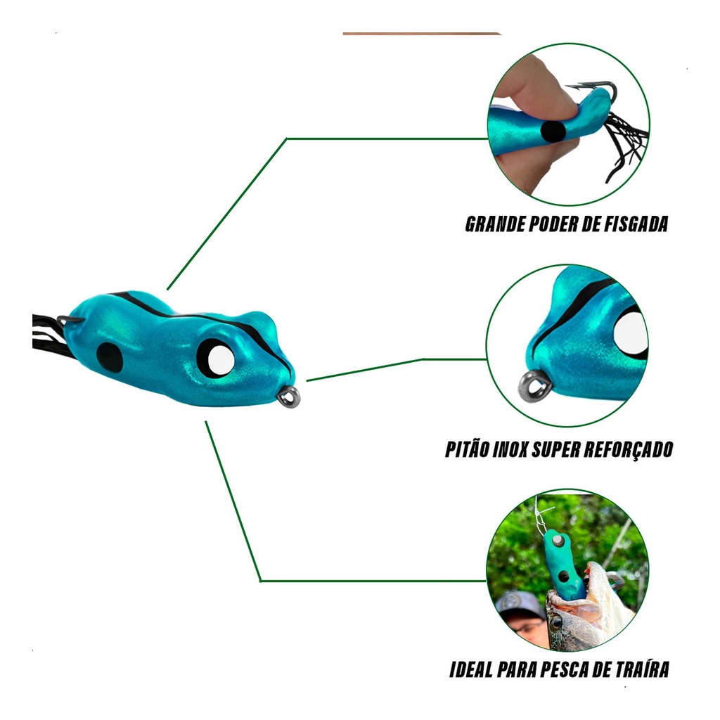 Detalhes do Isca Matadeira Metalica Monster Z 70 Frog Sapinho Traira 7cm