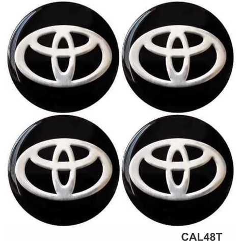 Adesivo Jogo Emblema Calota Resinado Preto Toyota 48mm