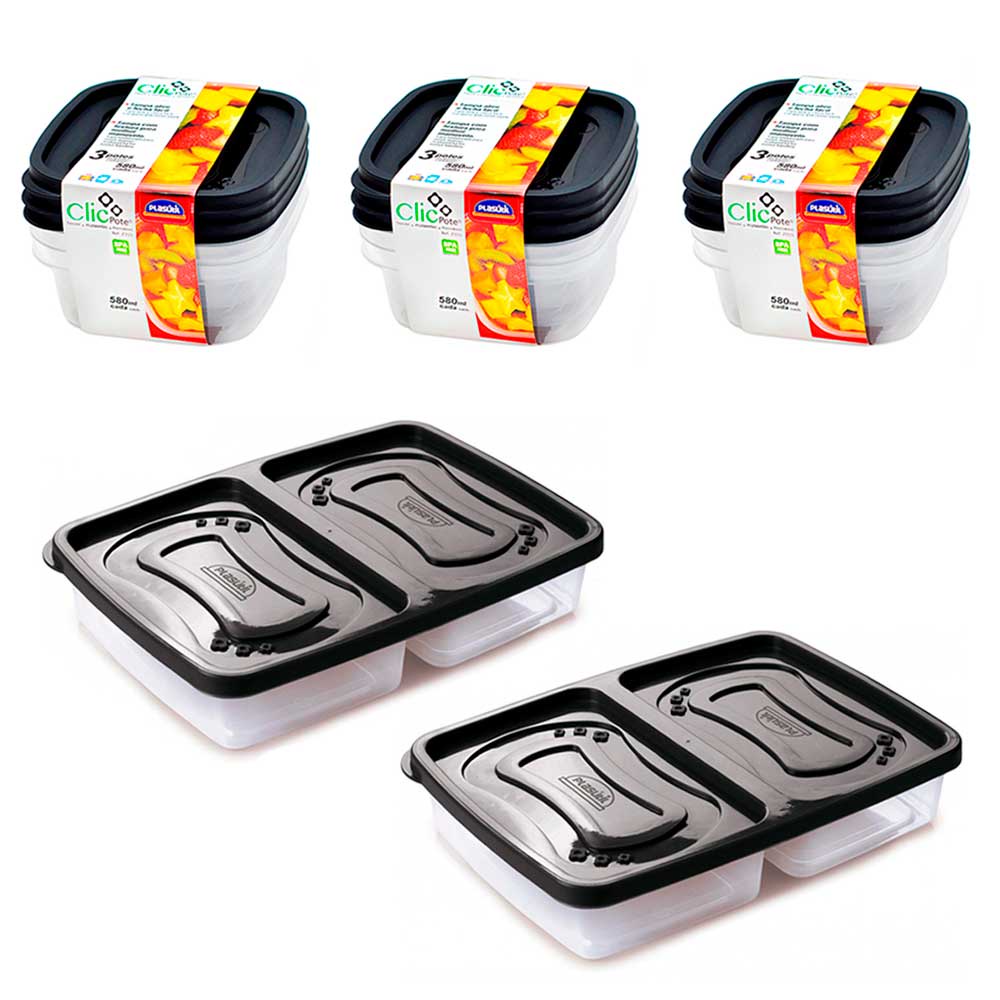 Jogo 11 pote mantimentos com tampa geladeira freezer microondas vasilha comida fitness alimentos marmita lanches frutas porta frios tupperware tapauer