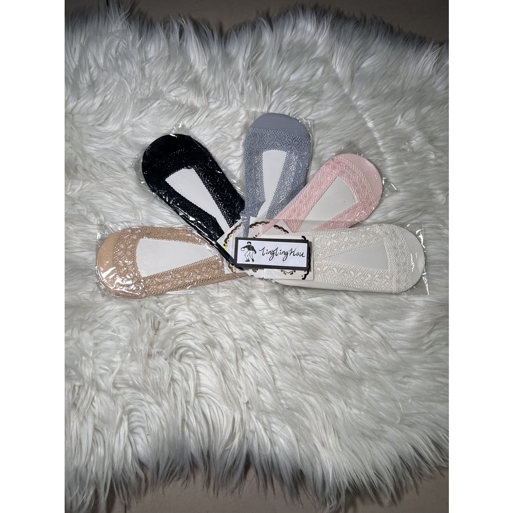 A.Kit 6-12 Pares Meia Sapatilha Com Renda Feminina Bailarina com antiderrapante/2111