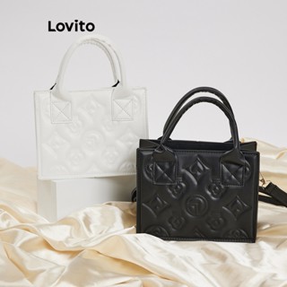 Lovito Casual Bolsa de Ombro Tote Feminina Lisa Básica L66AD037 (Branca/Preta)