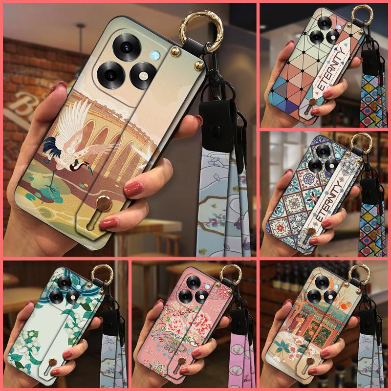 Back Cover ring Phone Case For Itel S23 Plus/S23+ Dirt-resistant Fashion Design Chinese style Lanyard Phone Holder